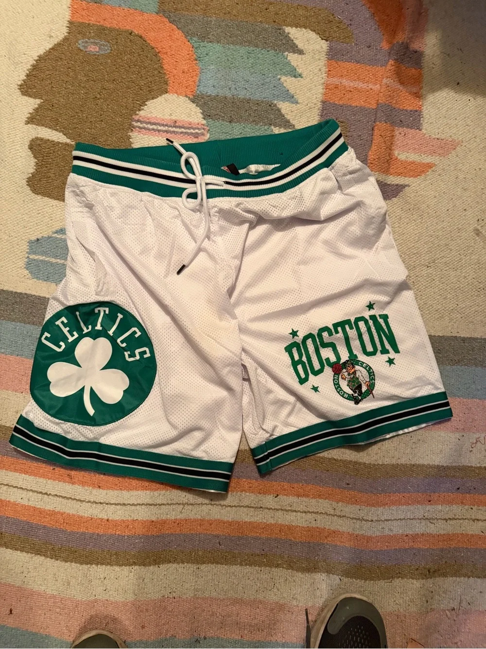 NBA Boston Celtics White Jersey Logo Game Shorts Men’s Size Large